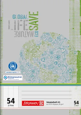 Produktbild von BRUNNEN Schulheft A5 liniert Lineatur 54 Vokabel 32 Bl Recyclingpapier
