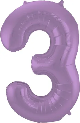 Produktbild von Folienballon Zahl 3 matt lila 86cm