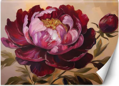 Produktbild von Vlies fototapete Pfingstrose Blume Rot Gemalt 350x245 cm Feeby Rot inkl. Kleber einfache Montage