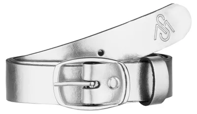 Image de Ceinture pour femme Merry Style, ceinture en cuir de 3 cm de large, D41 (logo argenté, 95 cm)