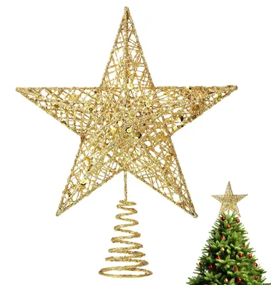 Weihnachtsbaumspitze Goldstern 20 cm aus Metall