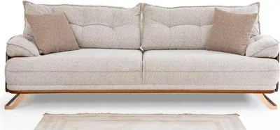 Produktbild von Moderner 3-Sitzer Wohnzimmer Beiges Polstersofa Stoffsofa Dreisitzer
