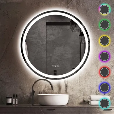 Produktbild von Lumoire® Badspiegel mit RGB beleuchtung – 80 cm Rund – Mit Anti-Beschlag