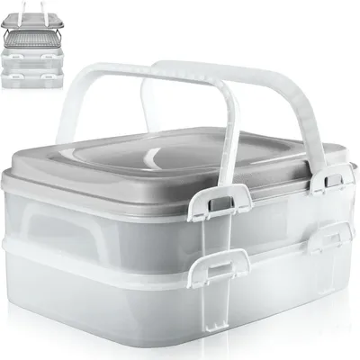 Produktbild von Partycontainer mit 2 Ebenen und Hebeeinsatz Transportbox XL Kuchentransportbox