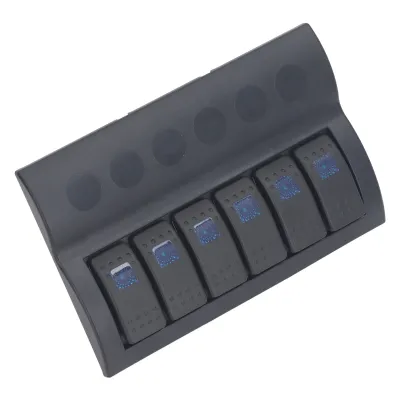 Obrázok produktu pre Elektrický spínací panel, 6 Gang LED spínací panel, modrý LED spínací panel, námorný spínací panel, spínací ovládací panel, DC spínací panel