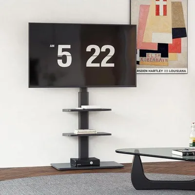 Productafbeelding van Famanu TV-standaard - Geschikt voor schermen van 32 tot 60 inch - 70° kantelbaar - Met opbergruimte