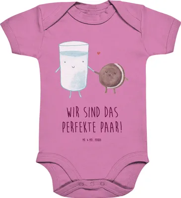 Produktbild von Mr. & Mrs. Panda babykleidung body Milch Keks 12. - 18. Monat - Bubble Gum Pink - Geschenk, Lustige Sprüche, Babybody, babyanzug, Einteiler, Kaffee, Strampler, Kekse