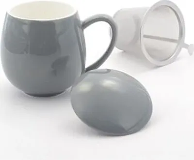 Produktbild von Kräuterteetasse "Saara" Porzellan, 3-teilig, grau 0,35 l