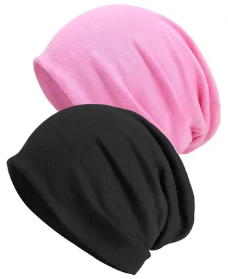 Obrázek produktu pro Dvě čepice typu "slouchy" z bavlny, tmavě šedá/fialová, velikost L
