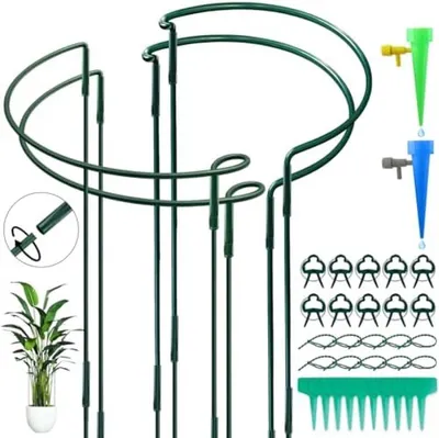 Produktbild von PolkaHome® 38-teiliges Pflanzenstützset – koppelbare halbrunde Stützen, 30 x 60 x 25 cm, Grün