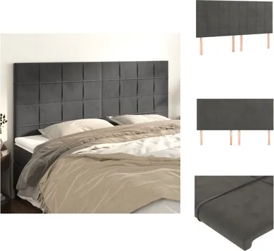 Produktbild von vidaXL Kopfteile 4 Stk. Dunkelgrau 100x5x78/88 cm Samt -  Kopf- & Fußenden