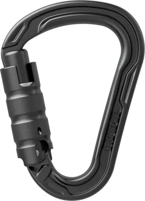 Schwarzer HMS-Karabiner "HMS Strike Triple" von Edelrid; ideal für Kletteranwendungen.