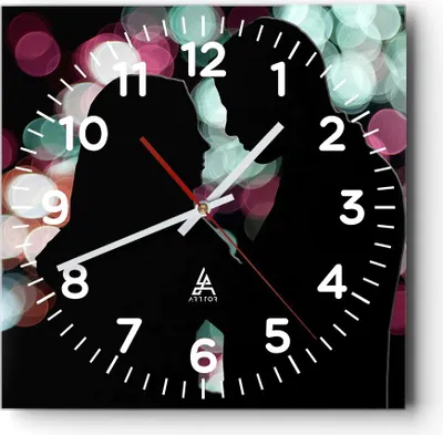 Produktbild von Wanduhr - Quadrat - Glasuhr - Paar Liebe Beziehung - 30x30cm - Schleichendes Uhrwerk - Lautlos - zum Aufhängen bereit - Dekoration Modern - Wanddekoration aus Glas - C4AC30x30-2551