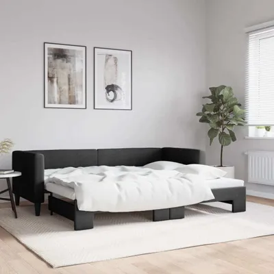 Image de Maison Exclusive - Canapé-lit convertible noir 80 x 200 cm en tissu
