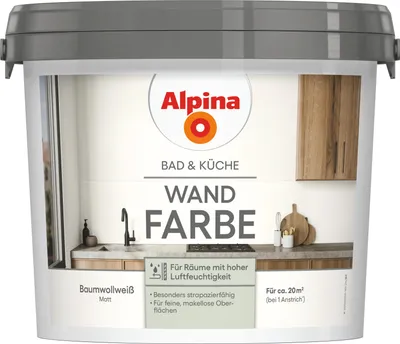Produktbild von Alpina Bad & Küche Wandfarbe 2,5 Ltr. Baumwollweiss