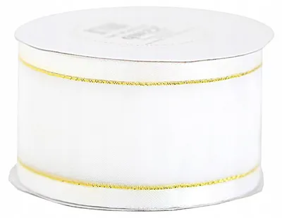 Produktbild von Pogotowie Florystyczne GOLD Chiffonband mit Goldstreifen 50mm