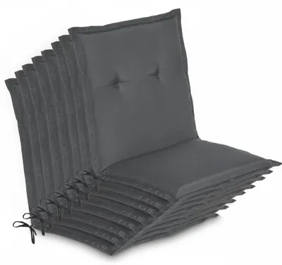 Immagine prodotto di Beautissu Set da 8 cuscini per sedie a schienale basso Loft NL, 100x50x6 cm, grigio grafite