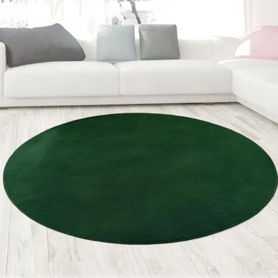 Produktbild von Moderner Teppich grün samtig weich pflegeleicht ideal für stilvolle Wohnräume Größe - 160 cm Rund