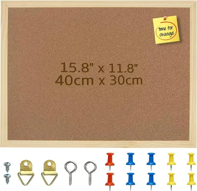 Produktbild von Kork 30x40, Pinnwand Kork Klein, Pinwand Korktafel - Befestigungsmaterial und Druckstifte im Lieferumfang Enthalten, Holzrahmen