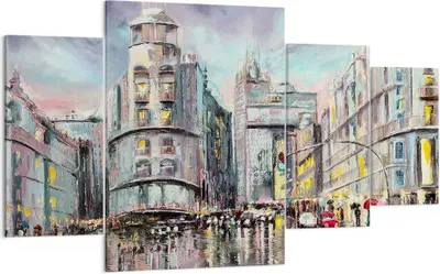 Produktbild von Bild auf Leinwand - Leinwandbild - Stadt Straße Haus - 160x90cm - Wand Bild - Wanddeko - Wandbilder - Leinwanddruck - Bilder - Kunstdruck - Wanddekoration - Leinwand bilder - Wandkunst - DL160x90-3440