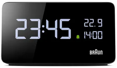 Produktbild von Braun BC20BEU, Tisch, Digitale Uhr, Rechteck, Schwarz, LCD, Akku