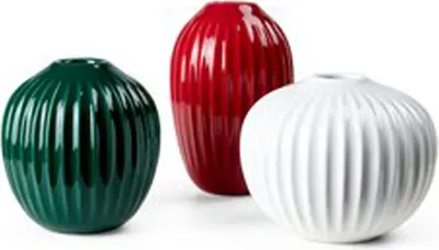 Produktbild von Kähler Design - Hammershøi Vase Mini rot-grün-weiß, 3er Pack