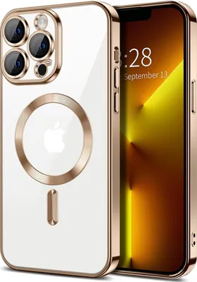 Produktbild von Magnetische Klar Hülle für iPhone 13 Pro Max, Kompatibel mit MagSafe, Elektroplattiert Handyhülle mit Kameraschutz Braun
