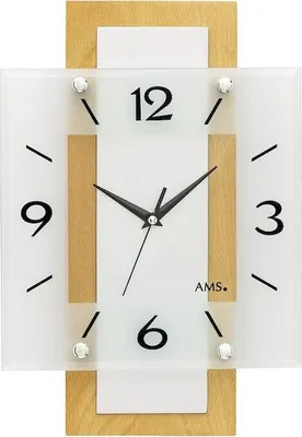 A wall clock with a wooden frame and a glass face.