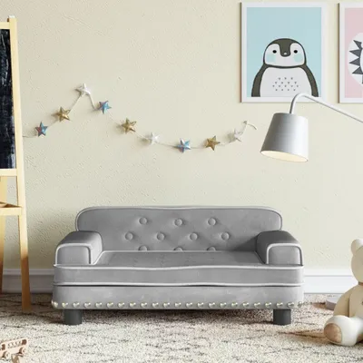 Immagine prodotto di The Living Store divano per bambini grigio chiaro 70x45x30 cm in velluto