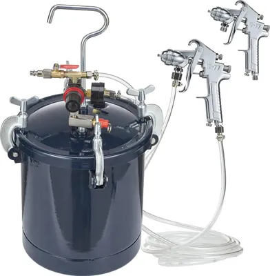 Obrázek produktu pro Tlaková nádoba na sprejové barvy, 10 l/2,5 galonů, vzduchová tlaková nádoba, 1,5 mm + 4 mm, dvě trysky, dvě stříkací pistole pro průmysl, domácí dekorace, architekturu, stavebnictví, lakování automobilů, max. 60 PSI