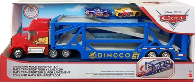 Produktbild von Mattel GKR37 - Disney Cars - Auto Transporter - Dinoco Mack Truck inkl. 2 Fahrzeugen