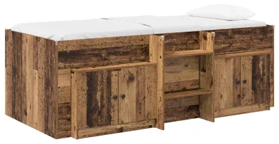 Immagine prodotto di Letto a soppalco con armadio, 3 pezzi, in legno massello riciclato e truciolato