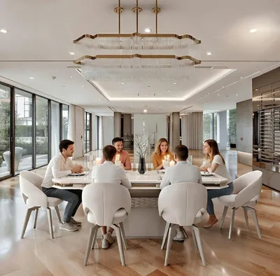 Immagine prodotto di Set da pranzo con tavolo, sedie e decorazioni dorate