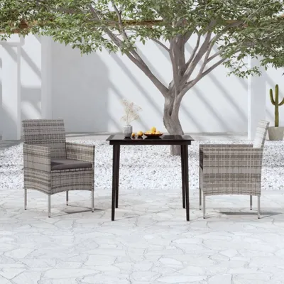 Image de The Living Store Ensemble de jardin 3 pièces avec coussins Gris et noir