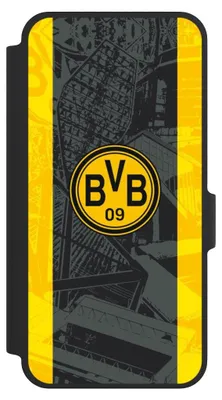 Produktbild von NIVOCASE Klapphülle für Samsung Galaxy A37 5G  Handyhülle aus Kunst Leder NIVOflip schwarz BVB Borussia Dortmund Stadion