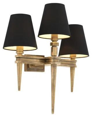 Produktbild von Casa Padrino Designer Messing 3er Wandleuchte 46 x 23,5 x H 50 cm - Luxus Wandlampe