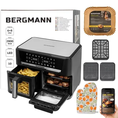 Produktbild von Heißluftfritteuse 14 L Dual Zone 6+8 L 2800 W 10 Programme | Bergmann