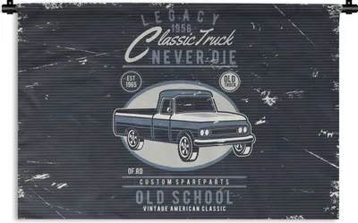 Produktbild von MuchoWow® Wandteppich Wandbehang Auto - Oldtimer - Zeichnung 60x40 cm Tapisserie Dekoration Wandtuch - Wanddekorationen