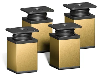 Produktbild von 4er Set sossai moderne Möbelfüße in Gold 60mm höhenverstellbar Schrankfüße Sockelfüße