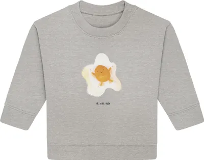Produktbild von Mr. & Mrs. Panda Organic Baby Pullover Spiegelei Ei 12. - 18. Monat - Heather Grey - Geschenk, Tag, Bullover, Glücklich, Lustige Sprüche, Liebe, Schön