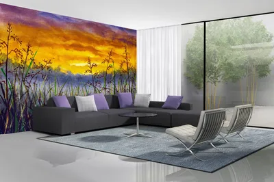 Produktbild von Vlies Fototapete GEMÄLDE - GRAS AUF DER WIESE 375 x 250 cm (inkl. Kleister) - Vlies Tapete, Wandtapete, Wandbilder - Tapete für Wohnzimmer Schlafzimmer, Büro, Küche - Montagefertig
