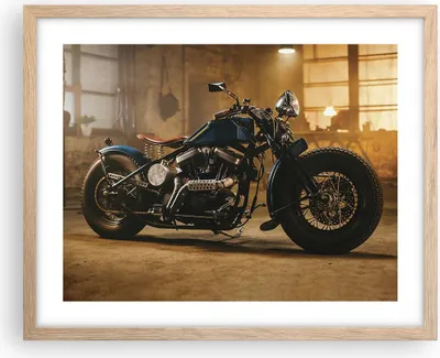 Produktbild von Gerahmtes Poster - Rahmen in heller Eiche - Motorrad Motor - 50x40 cm - Wand Bild - Wanddeko - Wandbilder - Kunstposter - Wandposter - Bilderrahmen - Bilder - Kunstdruck - Wandbild - P2NAA50x40-4233