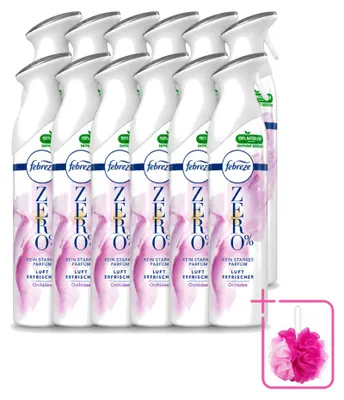 Immagine prodotto di 12 flaconi di spray deodorante Febreze Zero % - Profumo di orchidea - 300 ml - Confezione risparmio - 12 pezzi