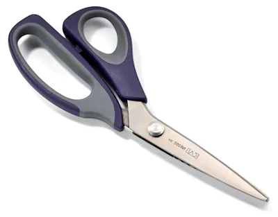 Produktbild von Zackenschere 23 cm, Edelstahl mit Softgriff, geeignet für Stoffe und Dekoration, lila – präziser Wellenschnitt, ergonomisch, für Rechtshänder