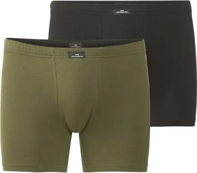 Produktbild von GÖTZBURG Herren Boxershorts, 2er Pack - Cyclists, Unterwäsche, Unterhosen, Baumwolle, Logo, einfarbig Olive/Schwarz XXL