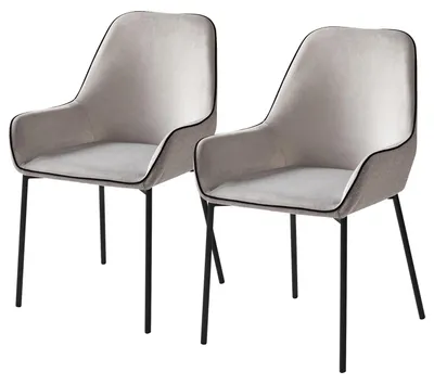 Produktbild von home24 Polsterstuhl - 2er-Set - Samt & Webstoff / Metall