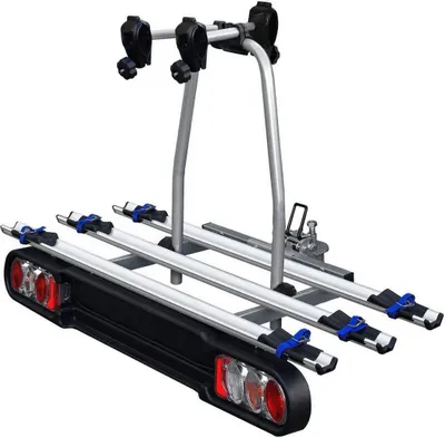 Produktbild von Menabo, Fahrradträger, klappbar, für Anhängerkupplung, 3 Räder, Project Tilting, Aluminium, silber, 110 x 75 x 20 cm, 13-poliger Stecker, 45kg