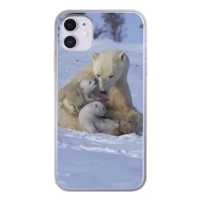 Produktbild von MuchoWow® Handyhülle Schutzhülle Hülle für iPhone 11 Eisbären - Schnee - Weiß Silikon Softcase Handy Hülle - Handytasche