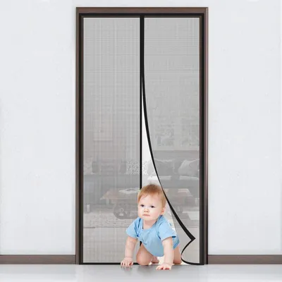 Produktbild von Fliegengitter Tür Magnet 140x240cm Insektenschutz Balkontür Schwarz Klebmontage ohne Bohren