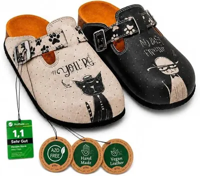 Produktbild von Goby Clogs Schuhe für Damen – Handgefertigte - Mädchen- und Damenschuhe für den Alltag - Farbiger Druck - Bequem & Langlebig - EVA-Sohle – Grundschul-Zeichnungen